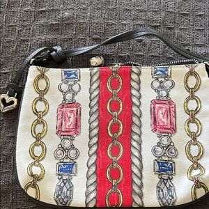 Brighton Chain and Jewel Print Crossbody Bag - Black, Red, Cream